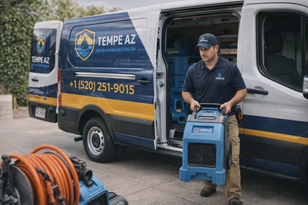 Tempe AZ Water Damage Restoration - Technician Unloading